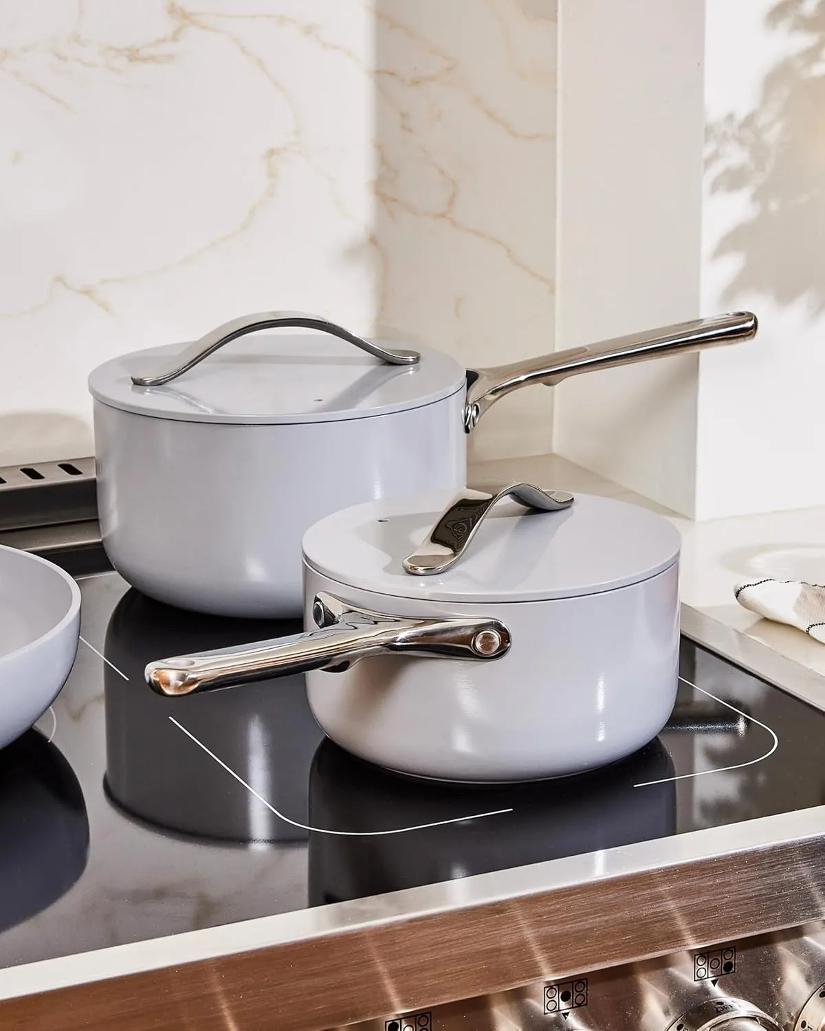Caraway Nonstick Ceramic Sauce Pan with Lid (3 qt) - Non Toxic, PTFE & PFOA Free - Oven Safe & Compatible with All Stovetops (Gas, Electric & Induction) - Marigold