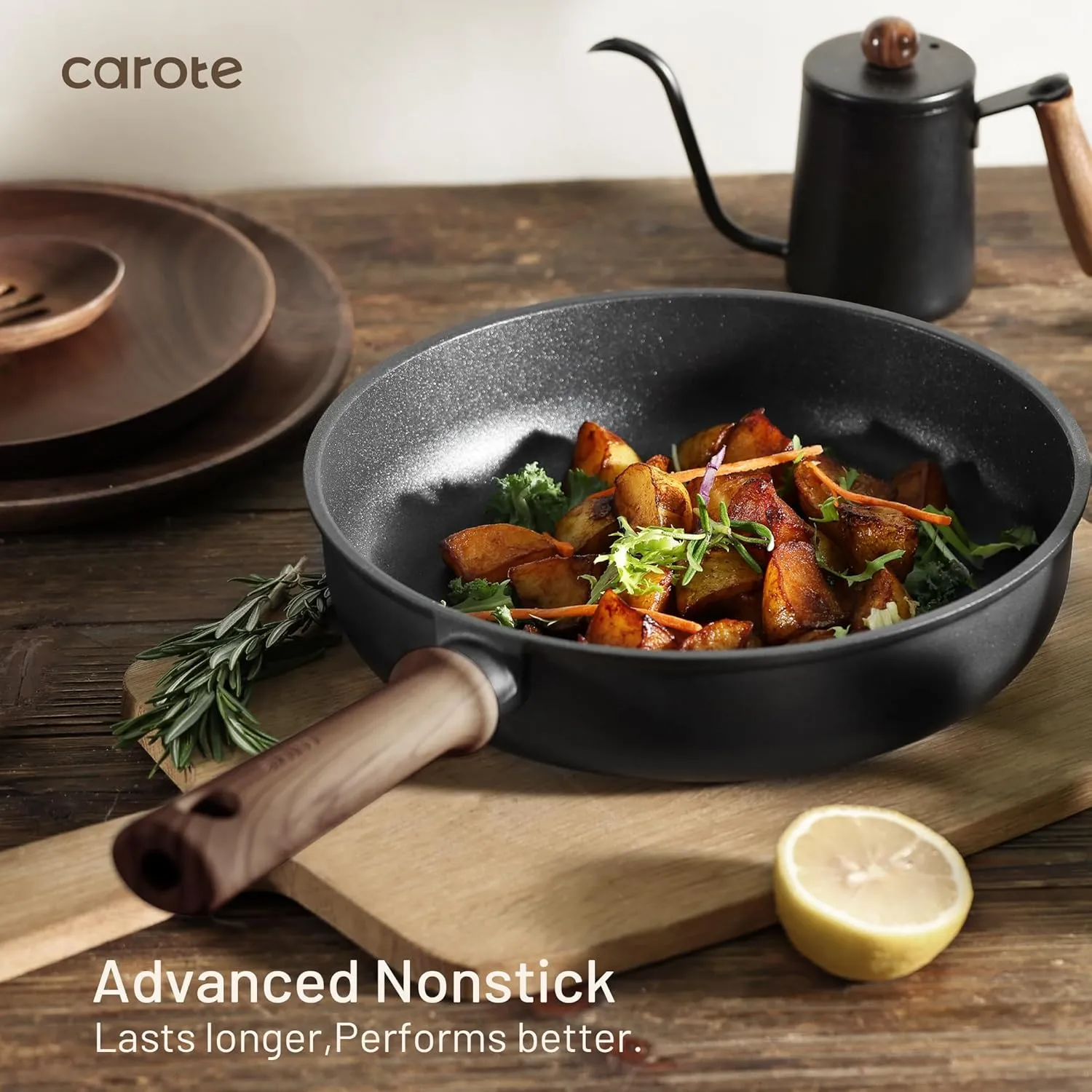 CAROTE Nonstick Pots and Pans, Induction Cookware Set 16pcs Kitchen Cooking Sets, Pot and Pan Non Stick w/Frying pan (PFOS, PFOA Free)
