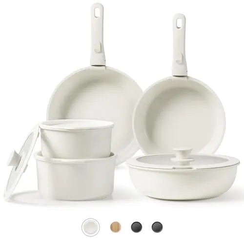 CAROTE Pots and Pans Set Non Stick, Cookware Sets, 11pcs Kitchen Set, Oven/Fridge Safe, Space Saving Pots Set, Nonstick Set….