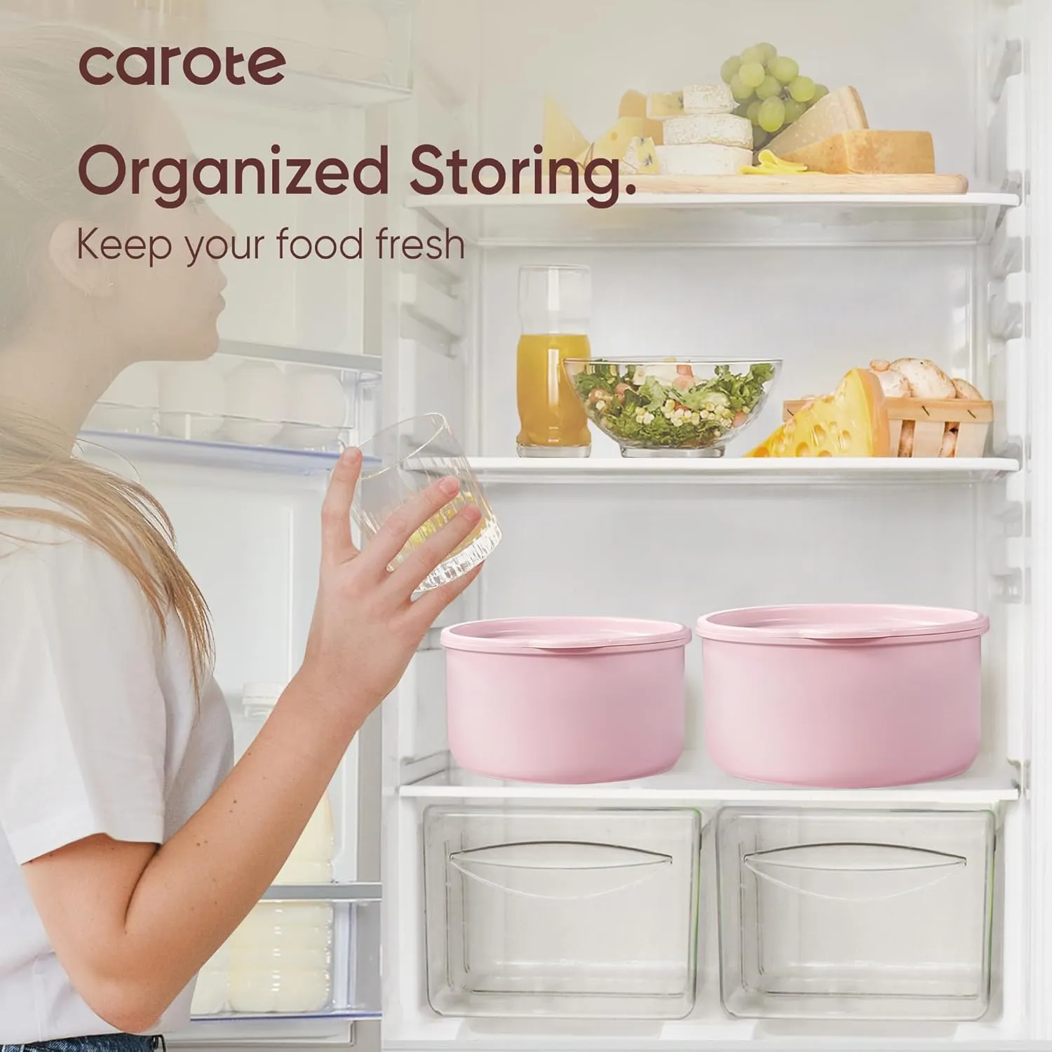 CAROTE Pots and Pans Set, Nonstick Cookware Sets Detachable Handle, 15pcs Induction Kitchen Cookware Set Non Stick with Removable Handle, Oven Safe, RV Cookware Set, Pink Granite