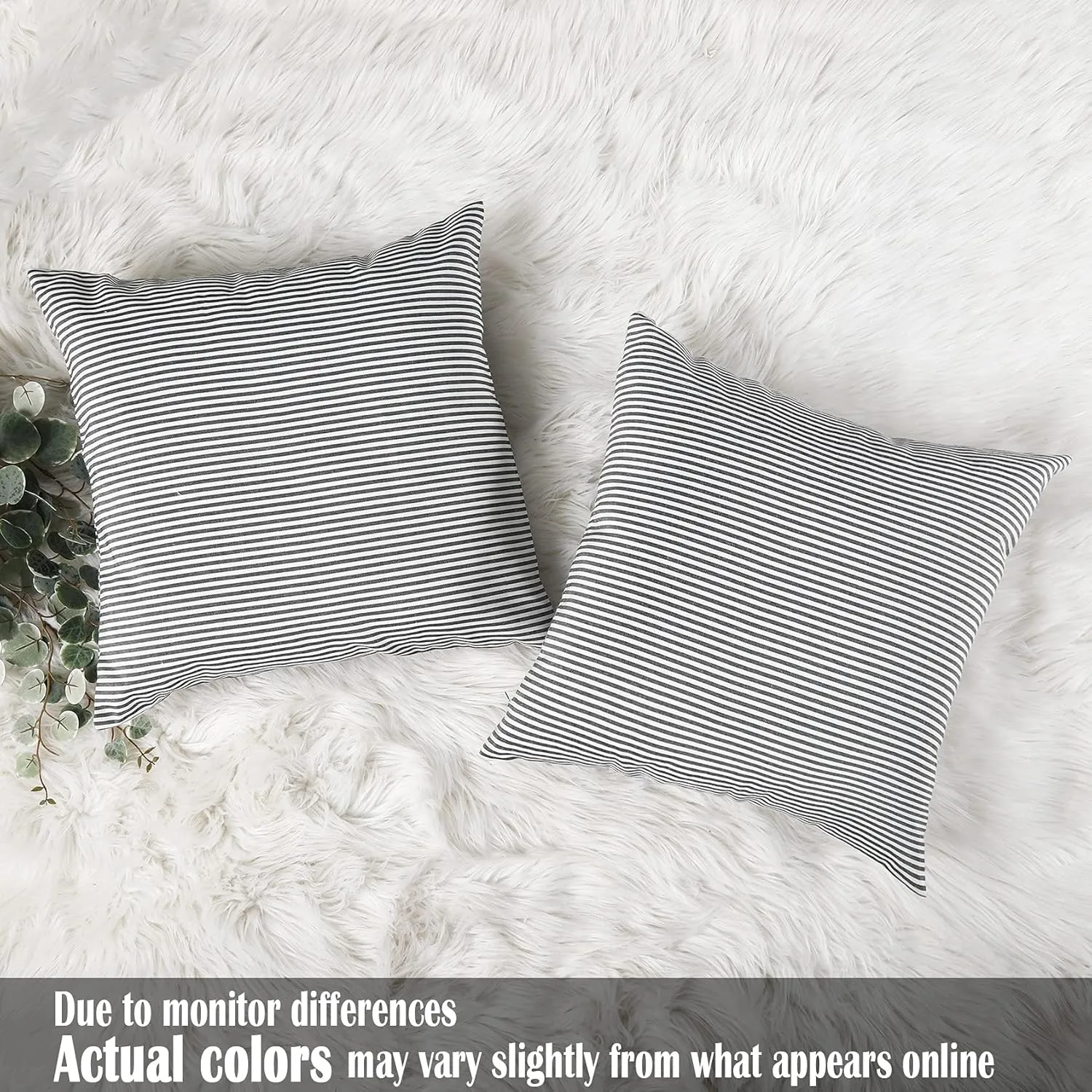 CARRIE HOME Black White Farmhouse Striped Pillow Covers 18x18 Set of 2 Black and White Farmhouse Decor Pillows for Sofa Bedroom and Chair