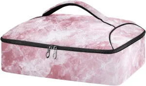 Casserole Cookware Raw Rose Quartz Stone Casserole Carriers Insulated Casserole Dish Carrier Bag Pizza Holder Tote for Hot or Cold Food Travel Party Picnic