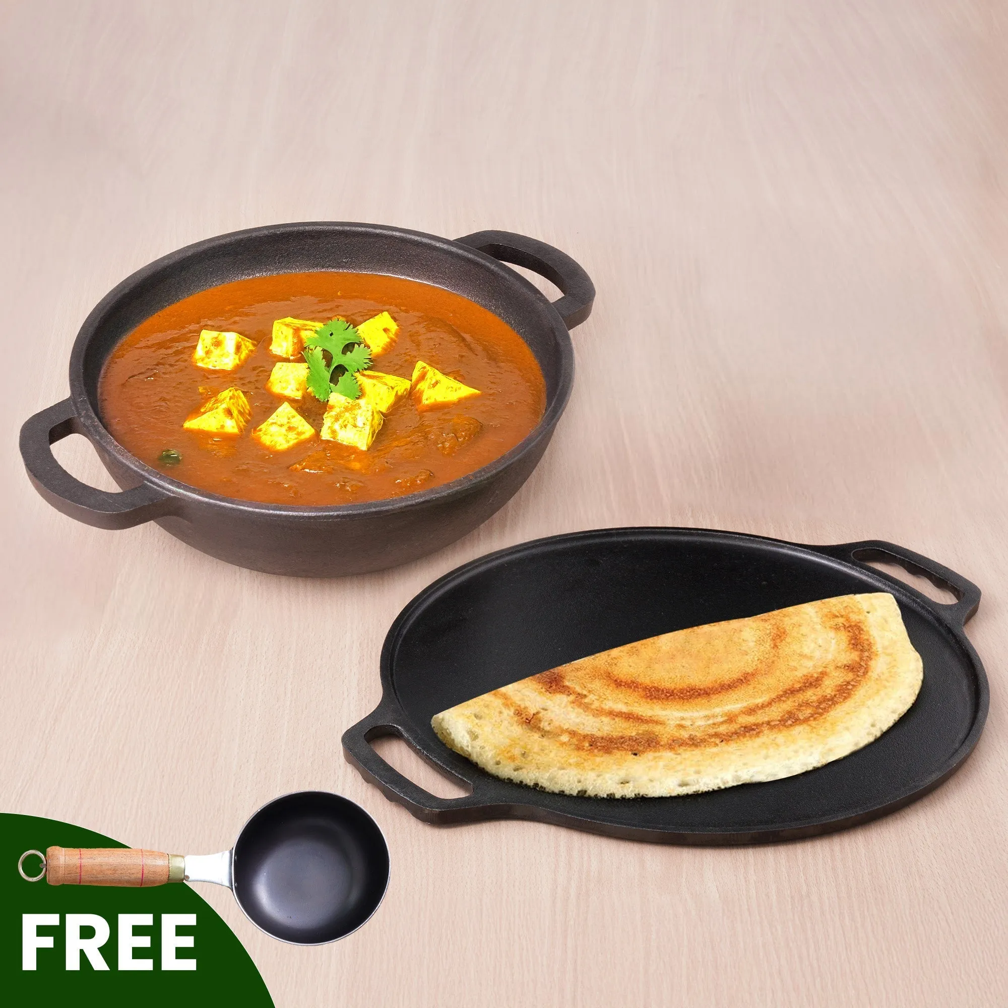 CASTrong Cast Iron Cookware Set: Free ₹400 Tadka Pan  Tawa  Kadai, Kitchen Set for Home, Pre-seasoned, 100% Pure, Toxin-free, Induction