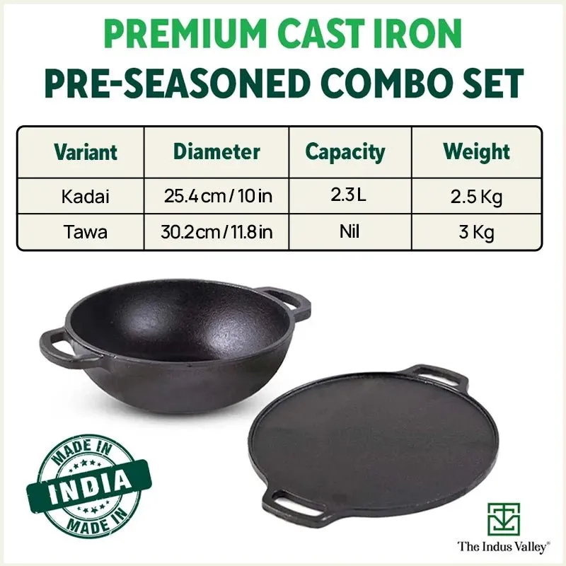CASTrong Cast Iron Cookware Set: Free ₹400 Tadka Pan  Tawa  Kadai, Kitchen Set for Home, Pre-seasoned, 100% Pure, Toxin-free, Induction