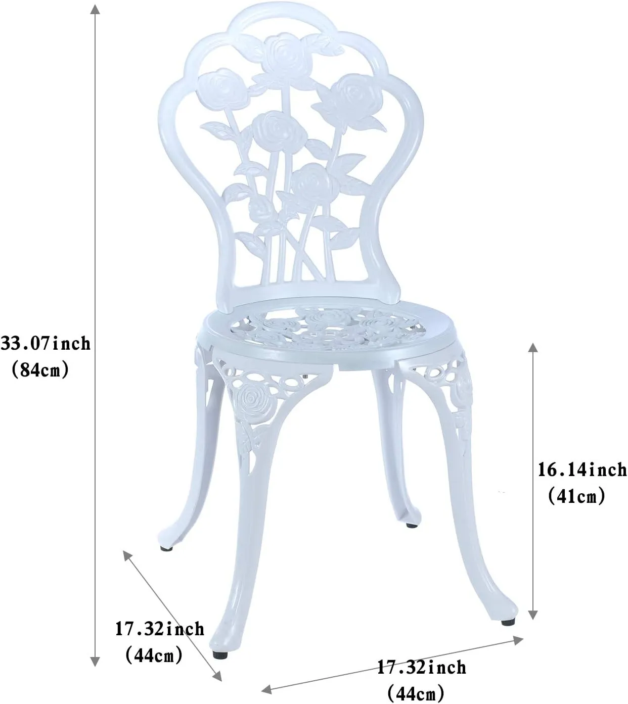 C/G 3-Piece Bistro Set - Outdoor Patio Table Set, Anti-Rust Cast Aluminum, White