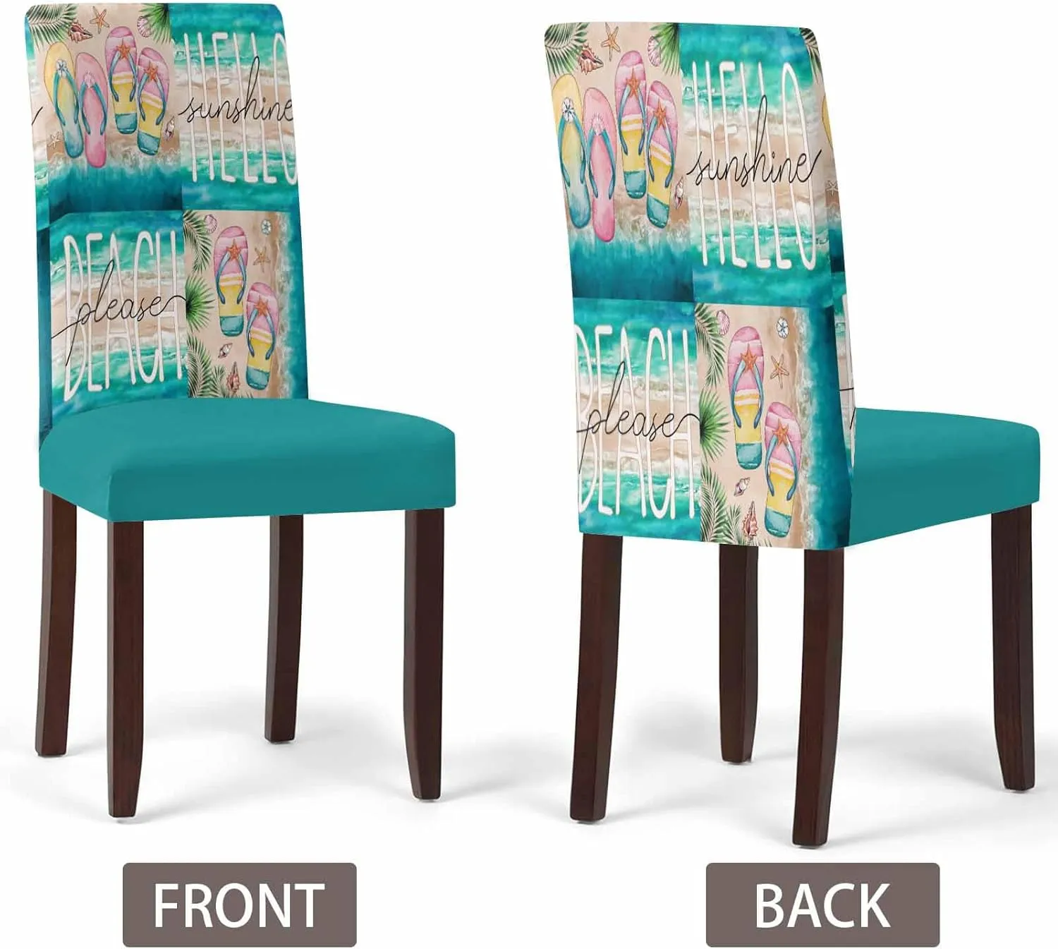 Chair Covers for Dining Room Set of 8, Stretch Dining Chair Cover, Slippers Beach Summer Removable Washable Kitchen Chair Seat Slipcovers for Banquet, Wedding, Hotel