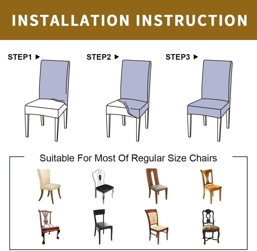 Chair Covers for Dining Room Set of 8, Stretch Dining Chair Cover, Slippers Beach Summer Removable Washable Kitchen Chair Seat Slipcovers for Banquet, Wedding, Hotel