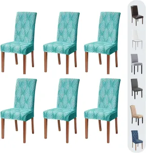 Chair Covers, Stretch Chair Covers for Dining Chairs, Dining Room Chair Covers Set of 6, Removable Washable Dining Chair Covers for Home Kitchen Banquet Hotel Ceremony-Blue