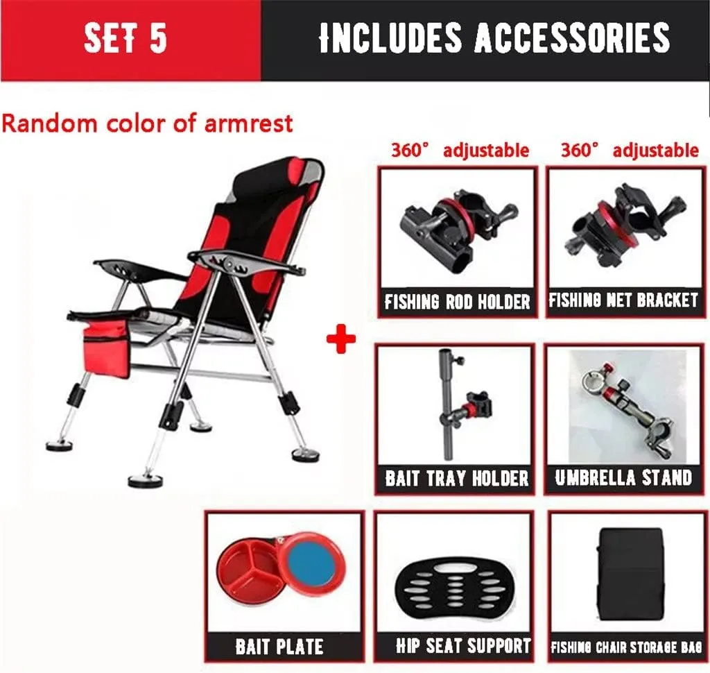 Chairs Fishing Chair Beach Chair Outdoor Foldable Chair Recliner Portable Multifunction Fishing Chair Applicable to All Terrain (A As Shown)