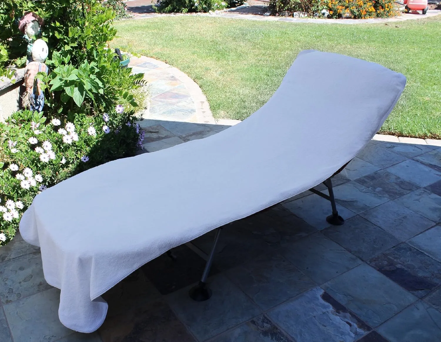 Chakir Turkish Linens Luxury Hotel & Spa Quality Turkish Cotton Terry Chair Lounge Cover (White, Hotel-Style)