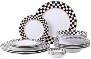 Checker Pattern 20-pieceDinnerware Set for 4, Bone China