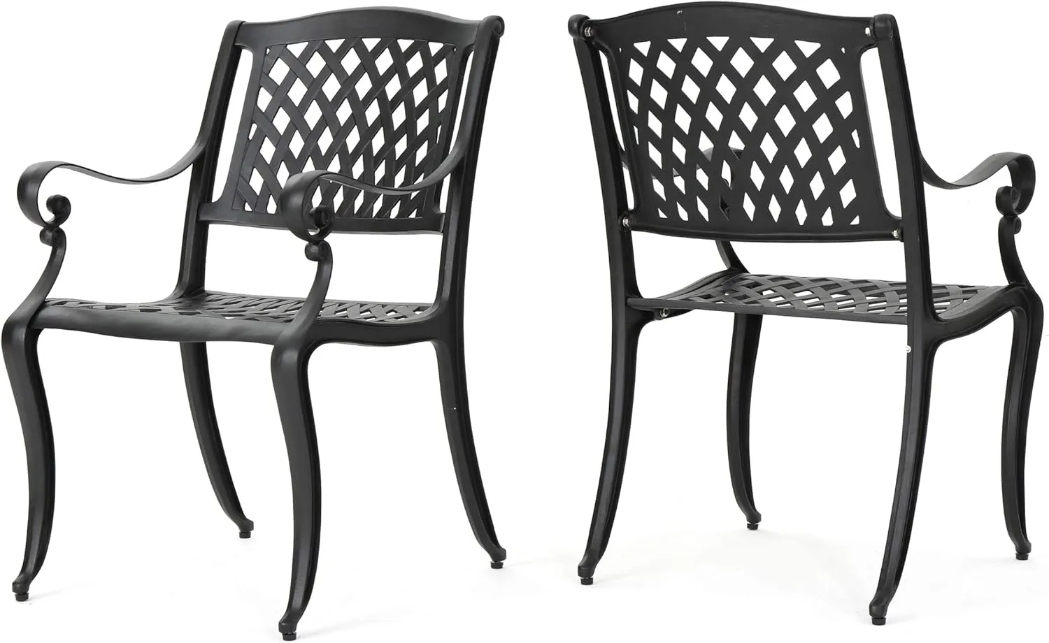 Christopher Knight Home Hallandale Outdoor Cast Aluminum Chairs, 2-Pcs Set, Antique Matte Black
