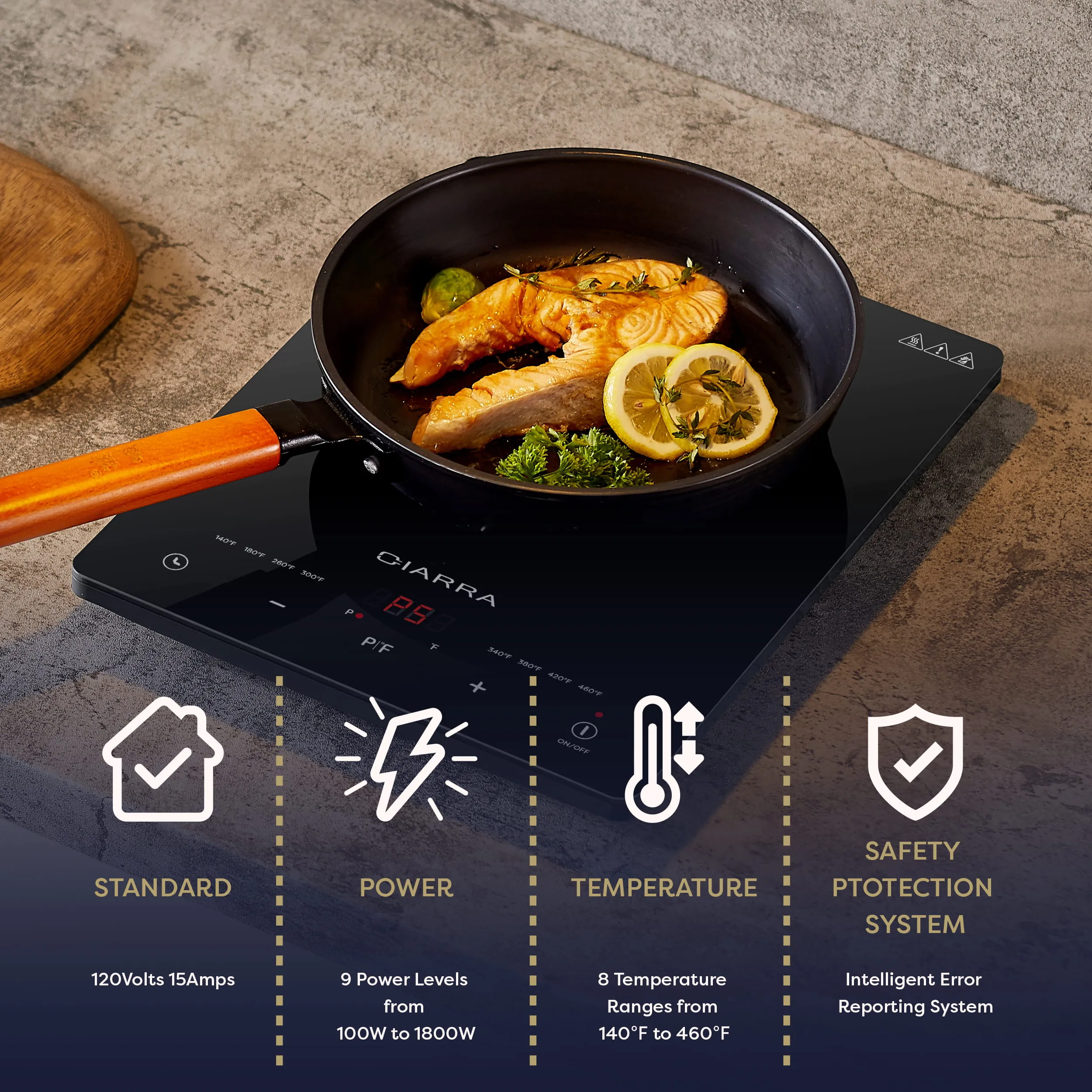 CIARRA Portable Induction Cooktop 1800W with Touch Control