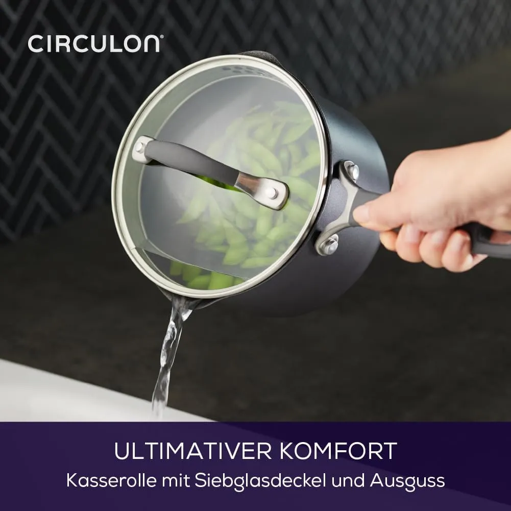 Circulon Scratch Defense Induction Hob Pan Set of 5 - Pots and Pans Sets Non Stick with Extreme Non Stick, Dishwasher & Oven Safe Cookware, Graphite Pewter Finish
