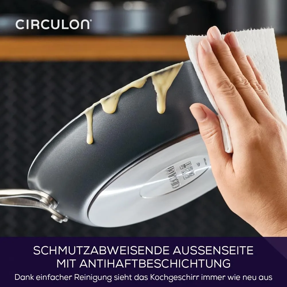 Circulon Scratch Defense Induction Hob Pan Set of 5 - Pots and Pans Sets Non Stick with Extreme Non Stick, Dishwasher & Oven Safe Cookware, Graphite Pewter Finish