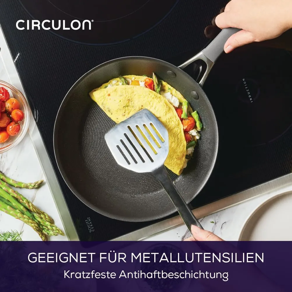 Circulon Scratch Defense Induction Hob Pan Set of 5 - Pots and Pans Sets Non Stick with Extreme Non Stick, Dishwasher & Oven Safe Cookware, Graphite Pewter Finish