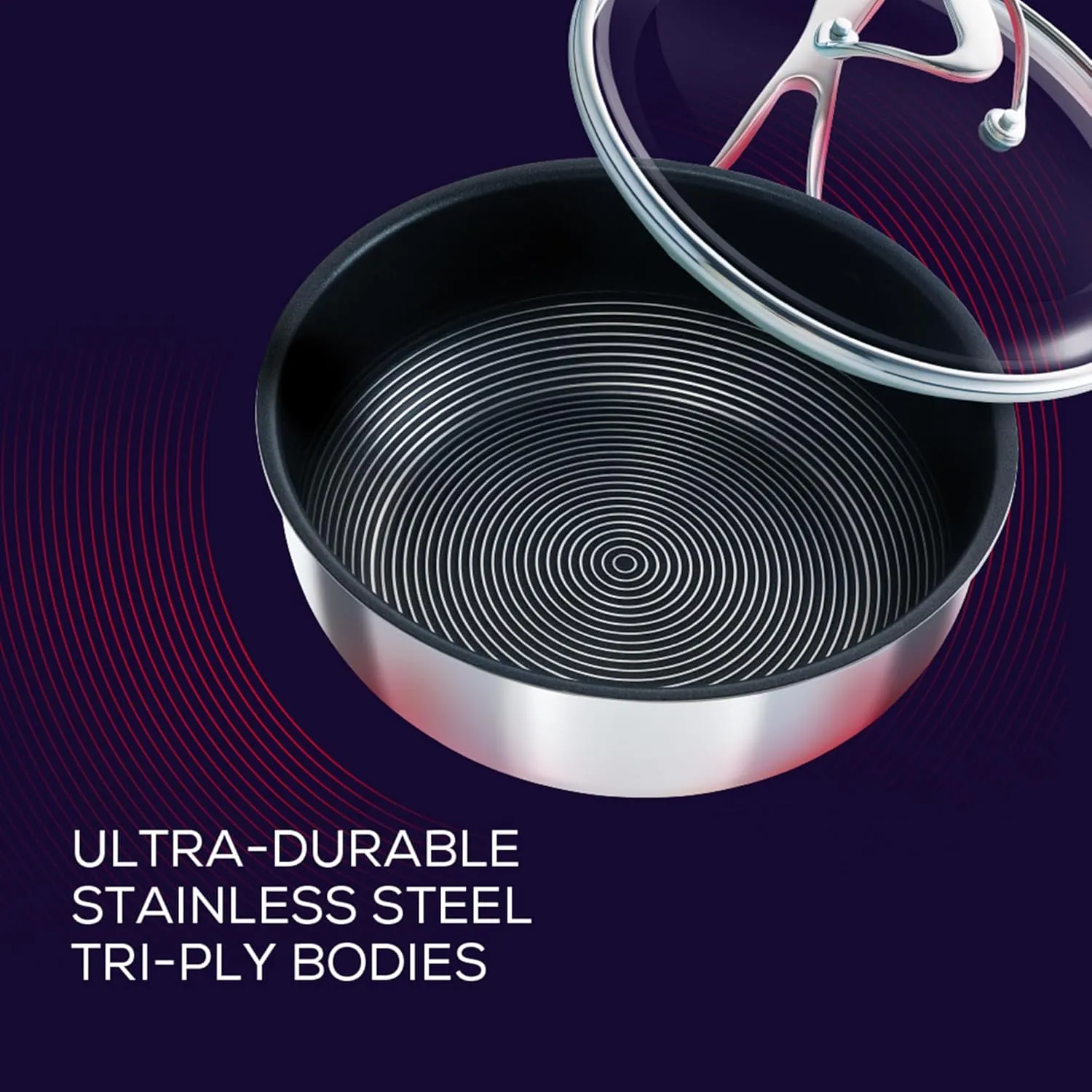 Circulon SteelShield C Series Stainless Steel Saucepan 20cm / 2.8L - Induction Saucepan with Lid with Hybrid Non Stick, Metal Utensil Safe & Dishwasher Safe Cookware