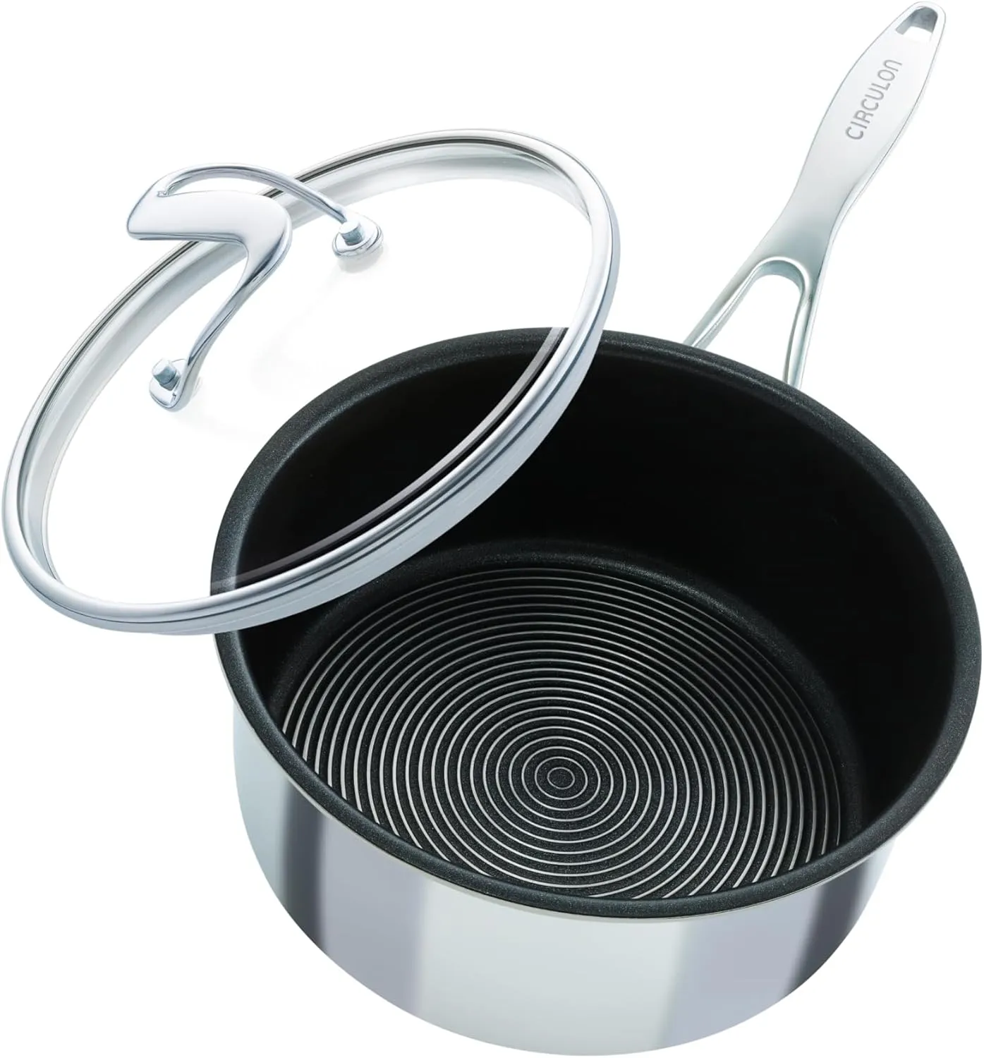 Circulon SteelShield C Series Stainless Steel Saucepan 20cm / 2.8L - Induction Saucepan with Lid with Hybrid Non Stick, Metal Utensil Safe & Dishwasher Safe Cookware