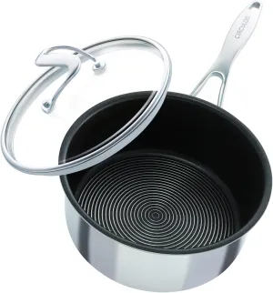Circulon SteelShield C Series Stainless Steel Saucepan 20cm / 2.8L - Induction Saucepan with Lid with Hybrid Non Stick, Metal Utensil Safe & Dishwasher Safe Cookware
