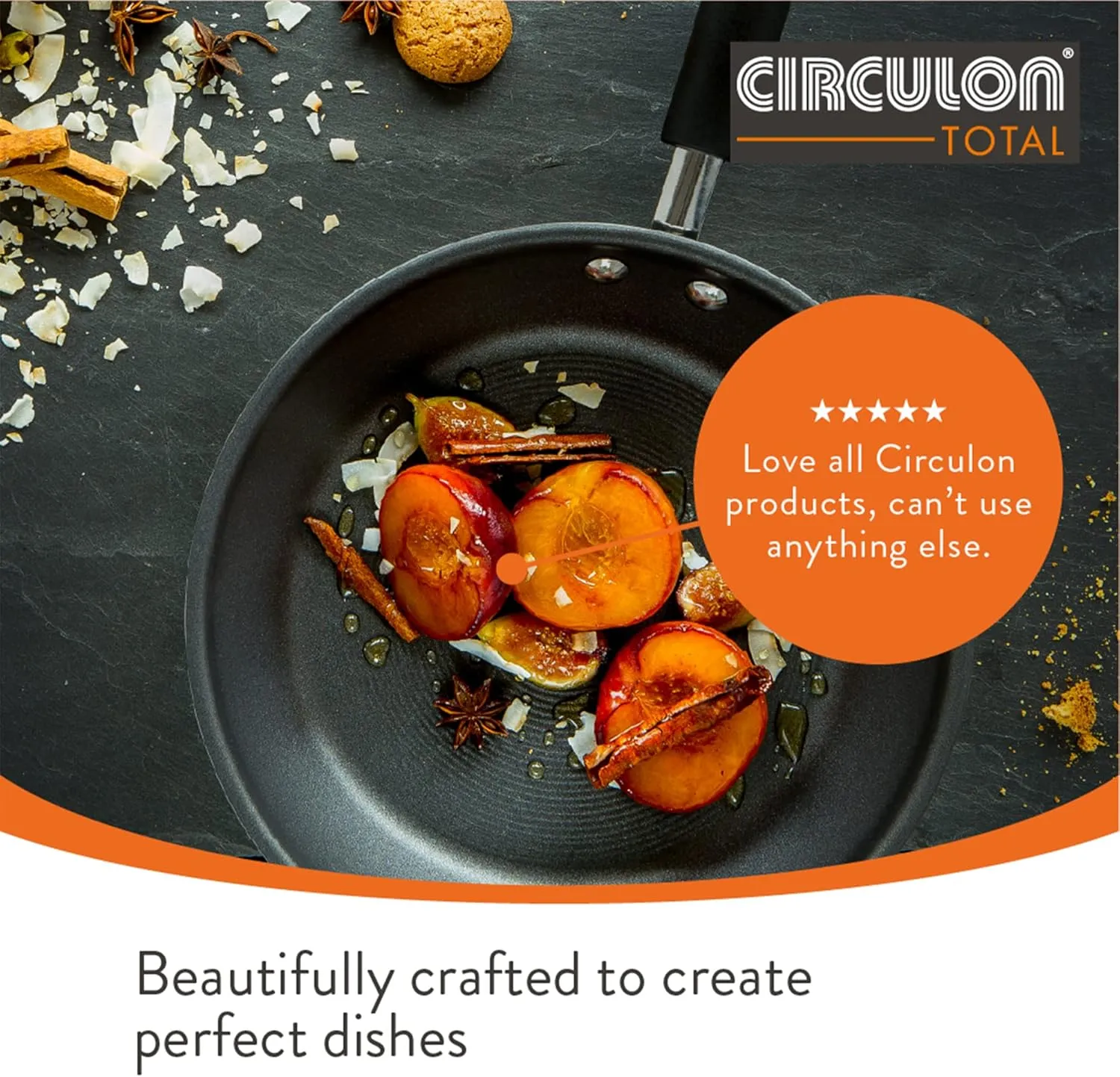 Circulon Total Non Stick Saute Pan with Lid 30cm - Induction Suitable Stainless Steel Saute Pan with Toughened Glass Lid, Durable Oven & Dishwasher Safe Cookware, Silver