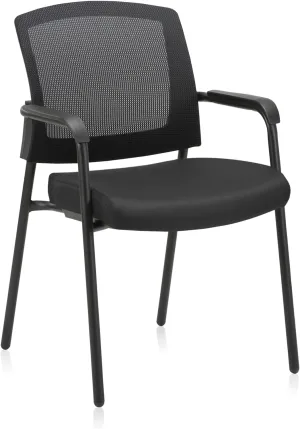 CLATINA Office Reception Guest Chair Mesh Back Stacking with Ergonomic Lumbar Support and Thickened Seat Cushion for Waiting Conference Room Black