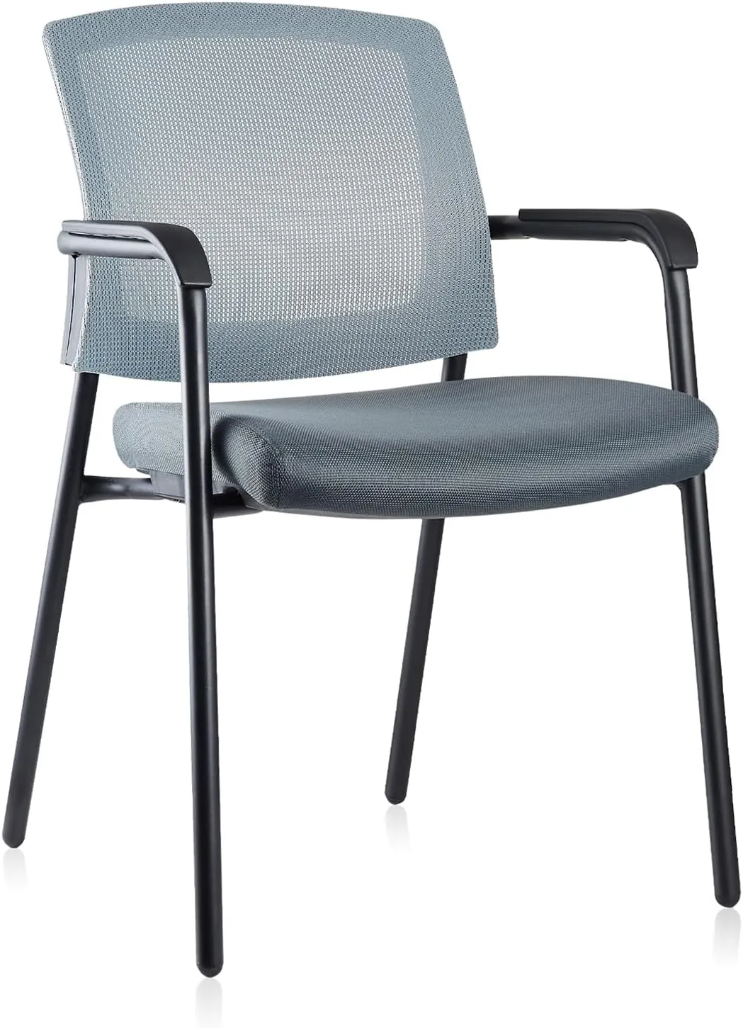 CLATINA Stacking Chairs, Stackable Waiting Room Chair No Wheels with Armrest and Lumber Support, Ergonomic Mesh Office Arm Chair Reception Guest Chairs for Home Conference Lobby Church School, Grey