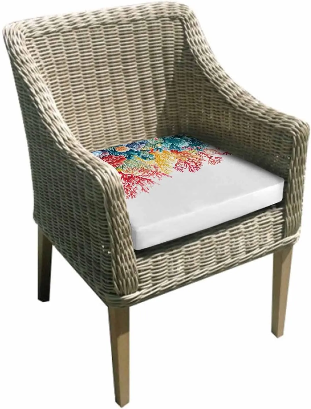 Coastal Outdoor Cushion Chair Cover Set of 2 - Waterproof Couch Seat Covers, Summer Beach Red Teal Coral Nautical Patio Furniture Protector Cushions Slipcovers for Sofa/RV, 22"x20"x4"