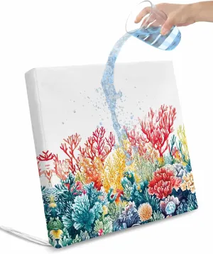 Coastal Outdoor Cushion Chair Cover Set of 2 - Waterproof Couch Seat Covers, Summer Beach Red Teal Coral Nautical Patio Furniture Protector Cushions Slipcovers for Sofa/RV, 22"x20"x4"