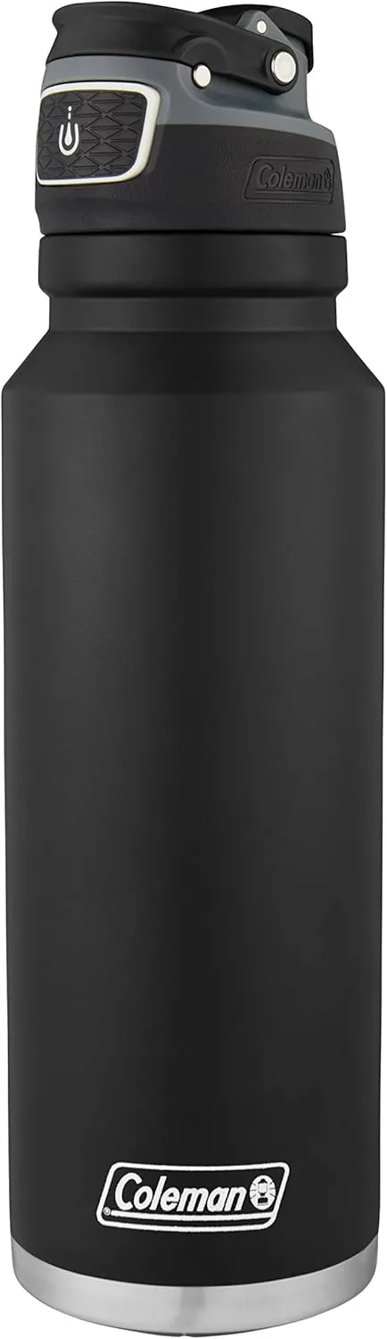 Coleman Autoseal FreeFlow Stainless Steel Water Bottle, Black, 40 oz
