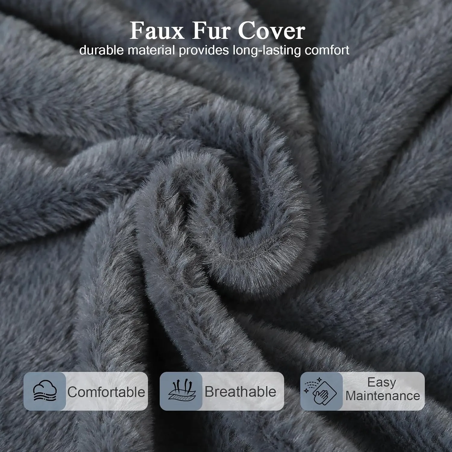 COMAX Folding Sofa Bed Queen, Foldable Couch Bed, Fold Out Futon Chair Sleeper for Adults, Convertible Floor Mattress Sofa for Bedrooom Living Room Guest Room, Faux Fur Dark Grey