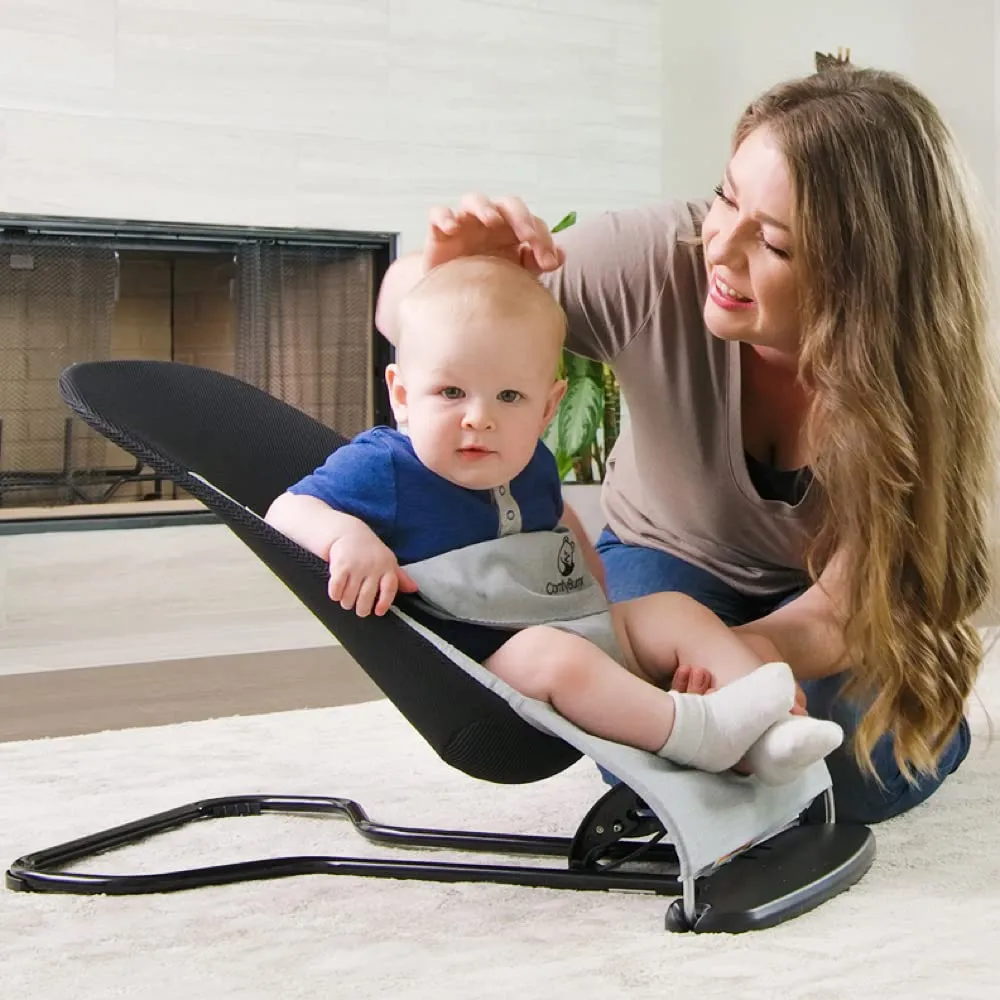 ComfyBumpy Ergonomic Baby Bouncer Seat - Bonus Travel Carry Case - Safe, Portable Bouncing Chair with Adjustable Height Positions - Infant Sleeper Bouncy Seat Perfect for Newborn Babies (Grey)