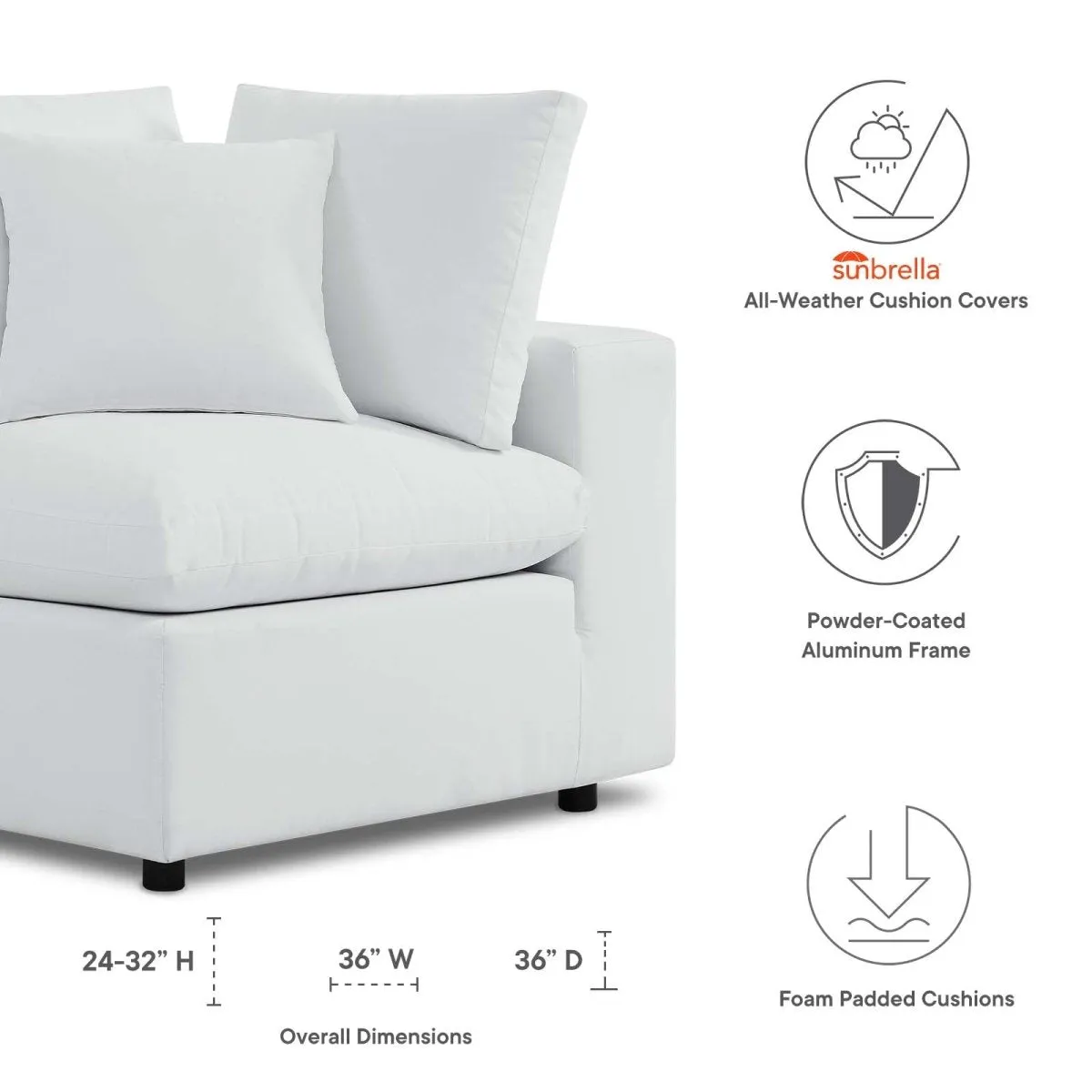 Commix Sunbrella Outdoor Patio Corner Chair