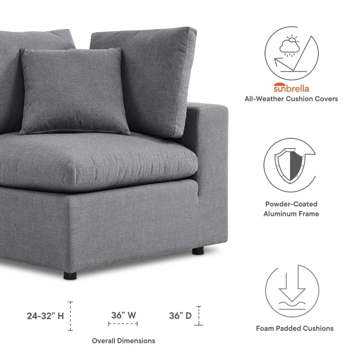 Commix Sunbrella Outdoor Patio Corner Chair
