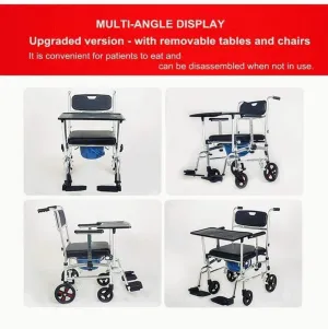 Commode Chairs Toilet Wheelchair,Foldable Mobile Wheeled Toilet Chairightweight Bathroom Shower Toilet Chair with Padded Seat for Elderly Disabled Person