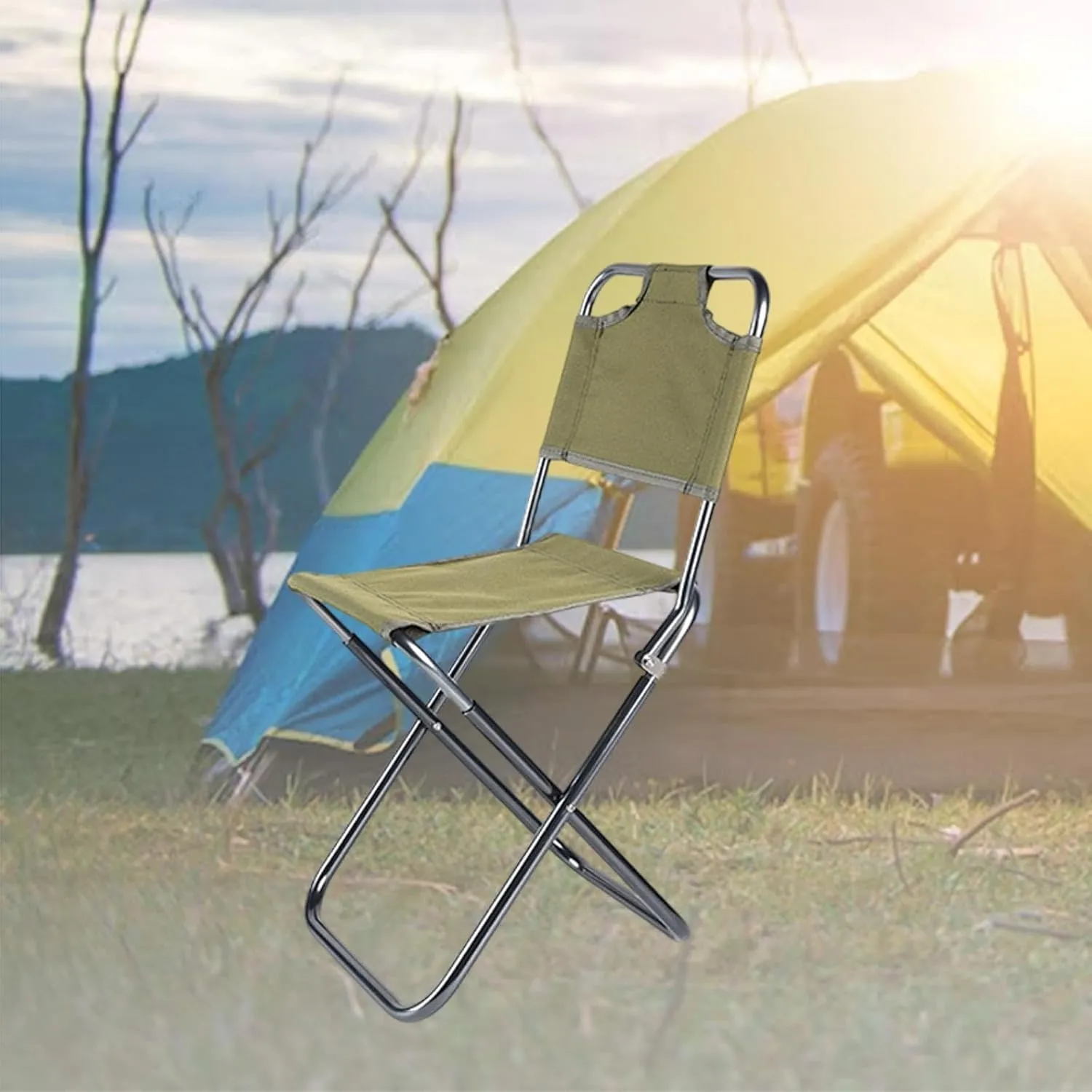 Compact Aluminum Folding Chair for Outdoor Use and Leisure Activities, Green
