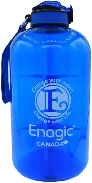 Compatible/Replacement for Enagic Kangen Leveluk Sports Water Bottle One Gallon Silk Screened Blue