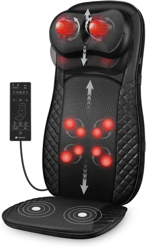 CooCoCo Shiatsu Back Massager with Heat, Birthday Gifts for Men Women Husband Wife Dad Guys, Adjustable Height Massages for Neck and Back, Massage Chair Pad, Deep Kneading Chair Massager