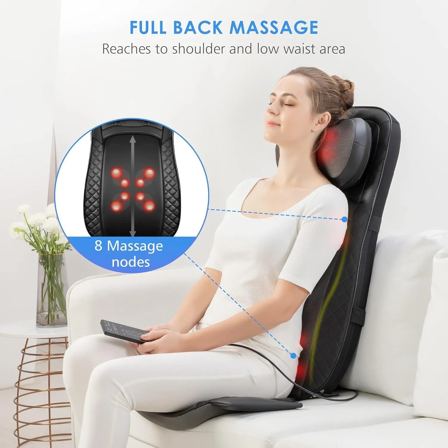 CooCoCo Shiatsu Back Massager with Heat, Gifts for Men Women, Deep Kneading Massage Chair Pad for Neck Back Shoulders, Massager Seat for Home Office, Gifts for Husband Wife