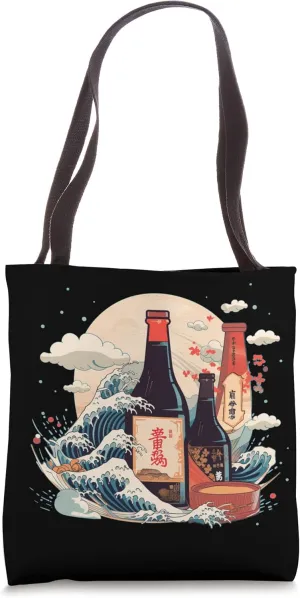 Cool Alcohol Bottle for Asian Culture and Rice Sake Lovers Tote Bag