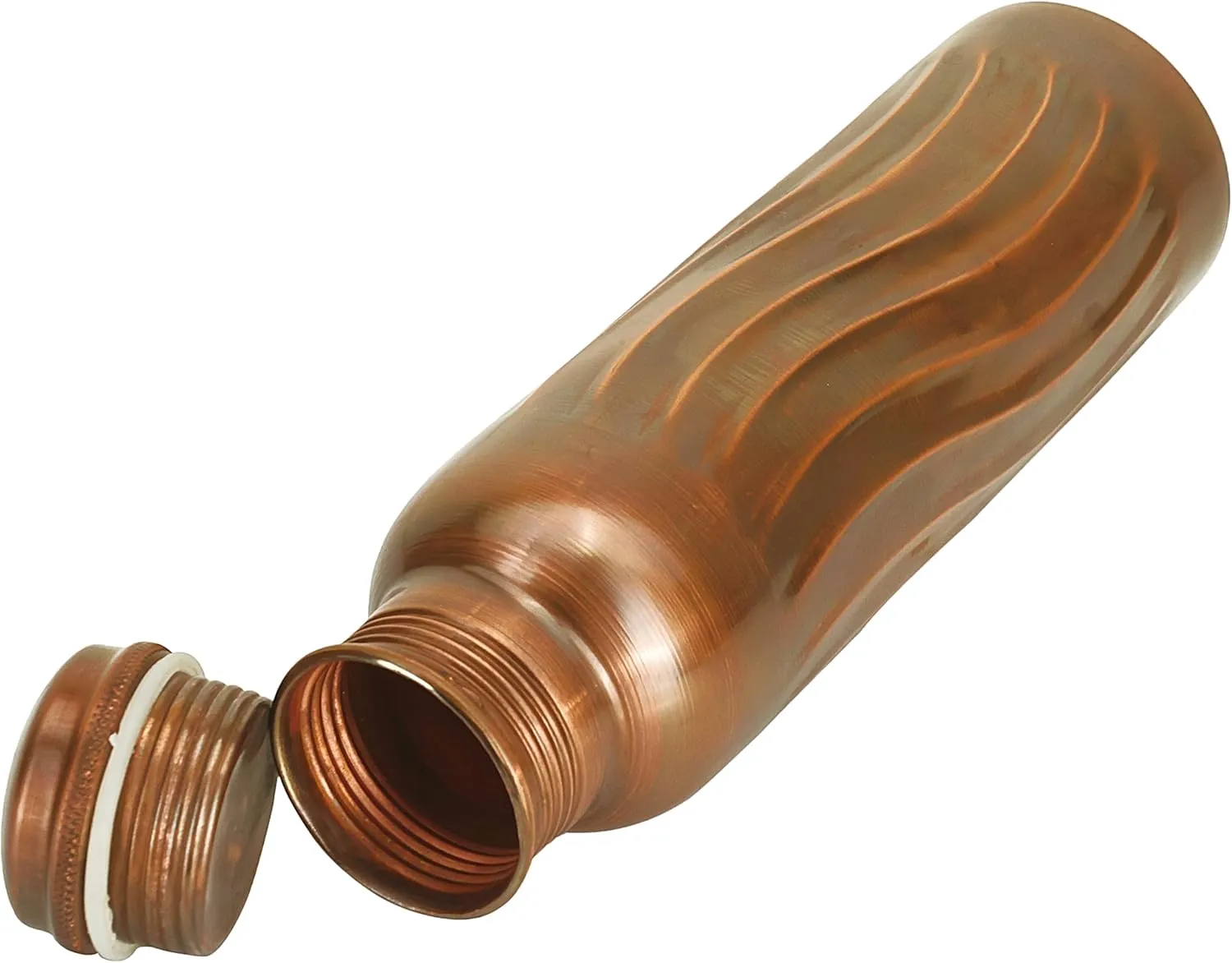 Copper Water Bottle For Drinking Pure Copper Bottle 1000 ml Copper Vessel With Carrying Bag For Sports, Yoga, Ayurvedic Copper Bottle for Gym,Office,Hiking (Pack of 1, Antique Curve Bottle)