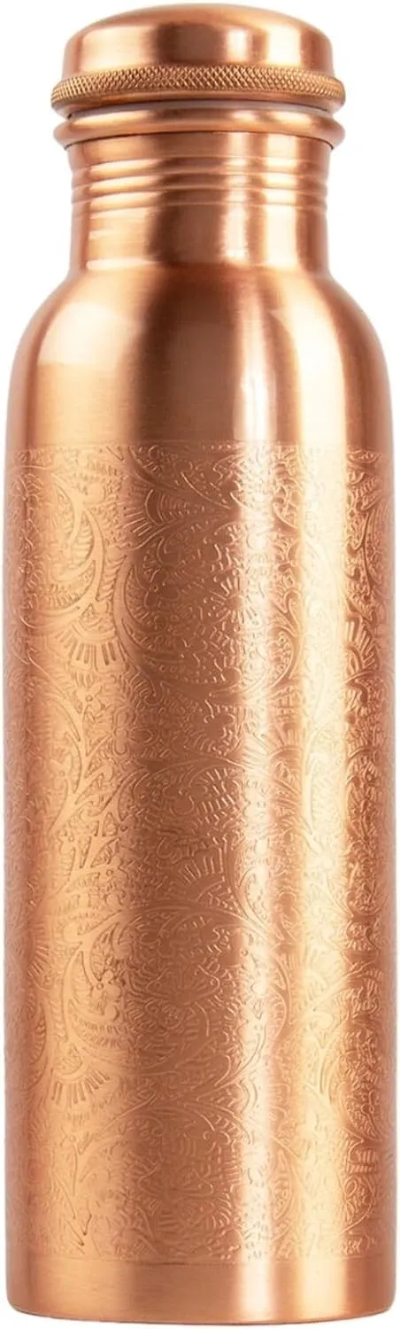 Copper Water Bottle For Drinking Pure Copper Bottle 1000 ml With Jute Carry Bag For Sports, Yoga for Gym,Office,Hiking - Pack of 1, Natural Finish