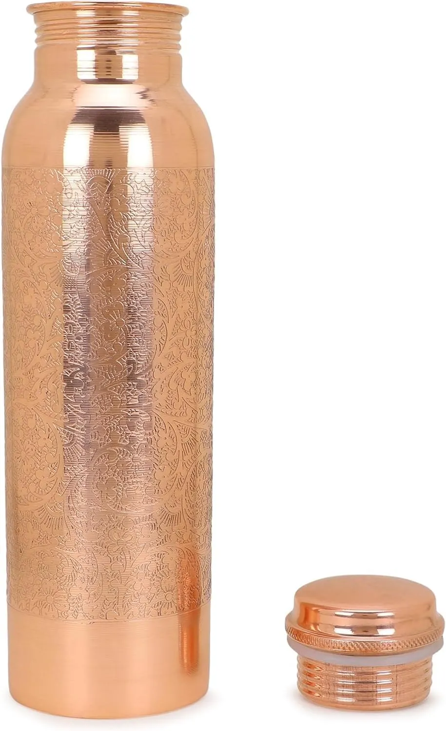Copper Water Bottle For Drinking Pure Copper Bottle 1000 ml With Jute Carry Bag For Sports, Yoga for Gym,Office,Hiking - Pack of 1, Natural Finish