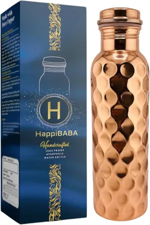 Copper Water Bottle – Quality Handcrafted Wide-Mouth Tumbler with Leak-Proof Cap, Featuring a Trendy Honeycombed Hammered Design.100% Pure Copper Drinkware for Optimal Hydration. (Honeycomb 32 Oz)