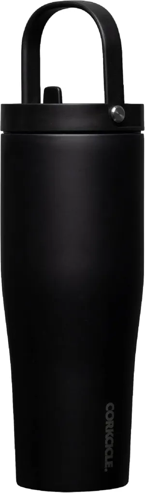 Corkcicle Go Cup XL Insulated Tumbler with Lid and Straw, Matte Black, 30 oz – Reusable Water Bottle Keeps Beverages Cold for 12hrs – Cupholder Friendly Tumbler, Leak-Proof Design