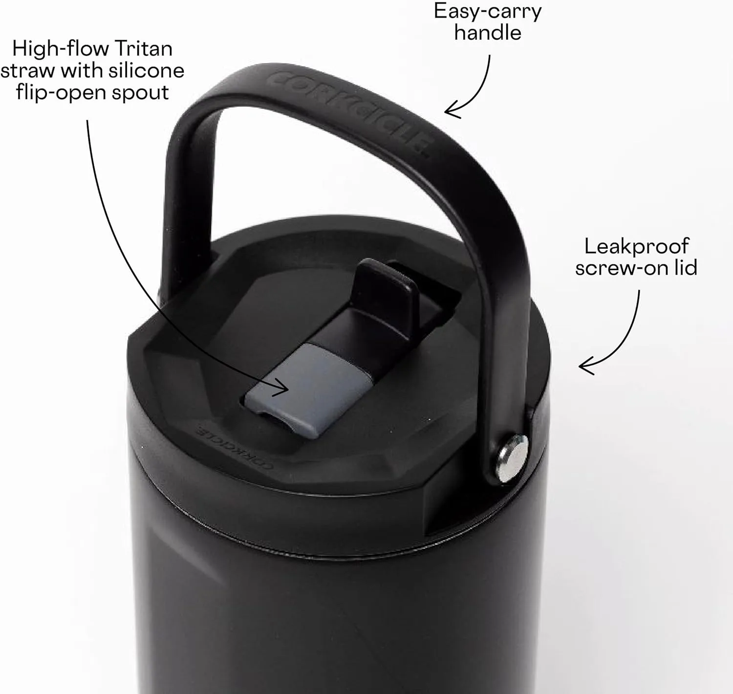 Corkcicle Go Cup XL Insulated Tumbler with Lid and Straw, Matte Black, 30 oz – Reusable Water Bottle Keeps Beverages Cold for 12hrs – Cupholder Friendly Tumbler, Leak-Proof Design