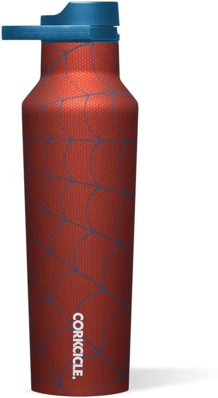 Corkcicle x Marvel Spider-Man Sport Canteen Insulated Tumbler, 20 oz – Reusable Water Bottle Keeps Beverages Cold for 25 Hours & Hot 12 Hours – Cupholder Friendly Tumbler with Screw-On Cap