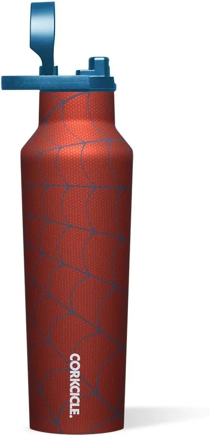 Corkcicle x Marvel Spider-Man Sport Canteen Insulated Tumbler, 20 oz – Reusable Water Bottle Keeps Beverages Cold for 25 Hours & Hot 12 Hours – Cupholder Friendly Tumbler with Screw-On Cap