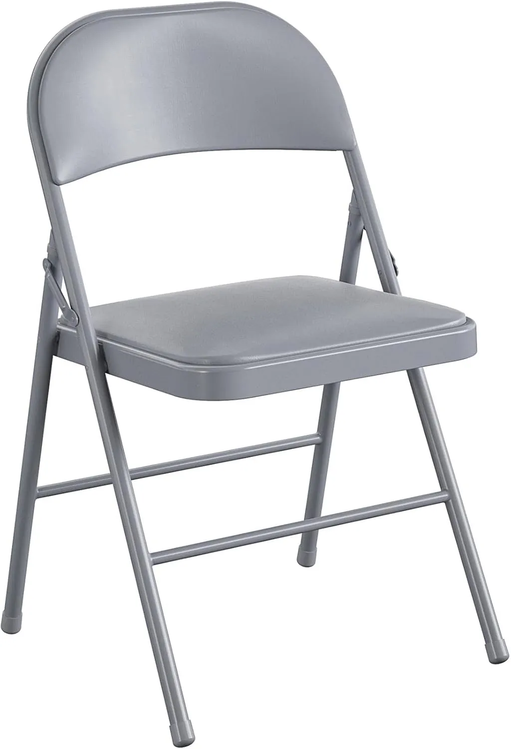CoscoProducts COSCO Premium Vinyl Padded Metal Folding Chair, Double Braced, 4-Pack, Gray