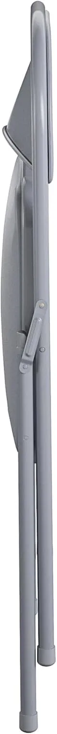 CoscoProducts COSCO Premium Vinyl Padded Metal Folding Chair, Double Braced, 4-Pack, Gray
