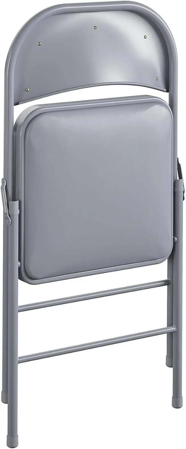 CoscoProducts COSCO Premium Vinyl Padded Metal Folding Chair, Double Braced, 4-Pack, Gray